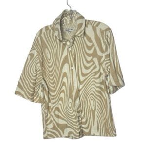 Urban Outfitters Ryan Swirl Terry Cloth Beige/Off White Patterned Shirt. Size Sm